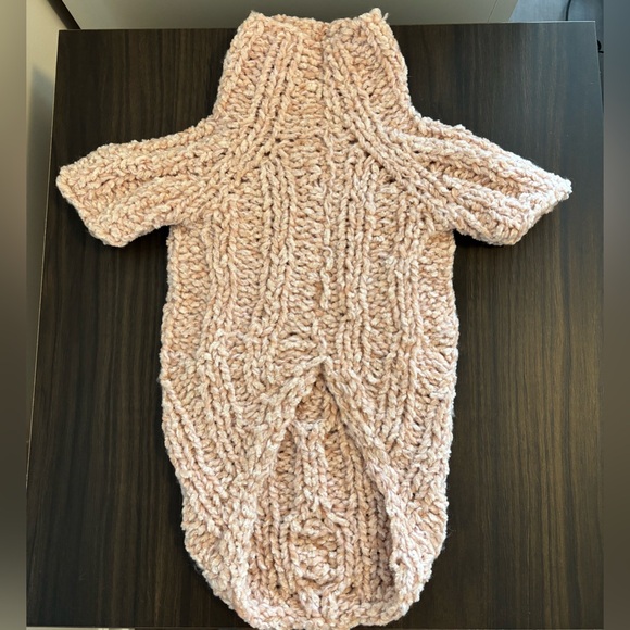 Light Pink Handmade Knitted Dog Sweater - Size Small-Medium - Picture 2 of 2